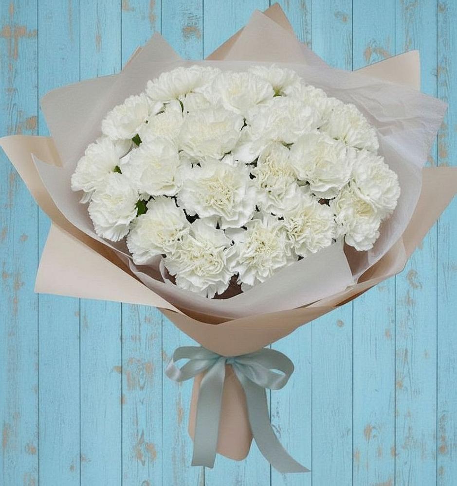 Букет Хрустальное утро в Янтарном Букет цветов из: Гвоздики в Янтарном