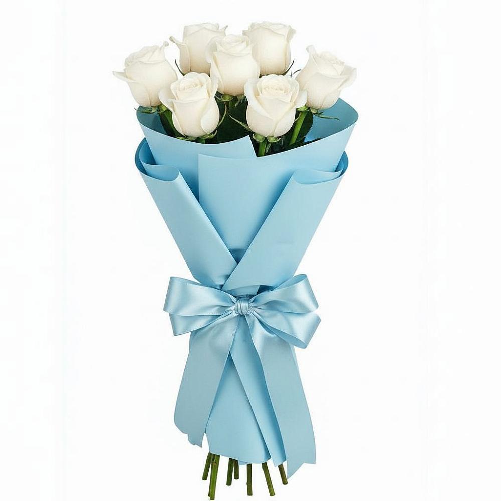 7 Белых роз Проуд в Янтарном Букет 7 белых роз Проуд в Янтарном