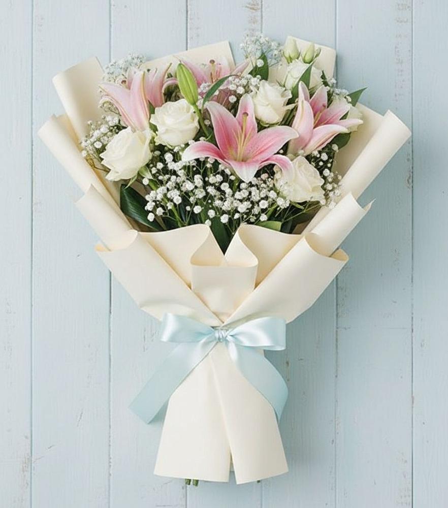 Букет Лилии в Янтарном Букет цветов из: Лилии в Янтарном