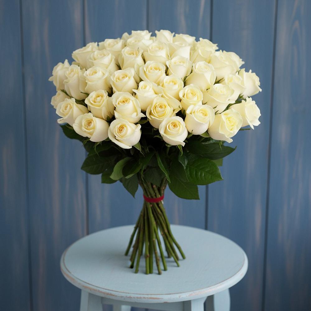 51 Белая роза Эдлесс Лав в Янтарном Букет 51 Белая роза Эдлесс Лав в Янтарном