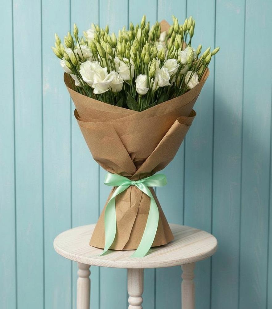 Букет Утренняя Свежесть в Янтарном Букет цветов из: Лизиантусы в Янтарном