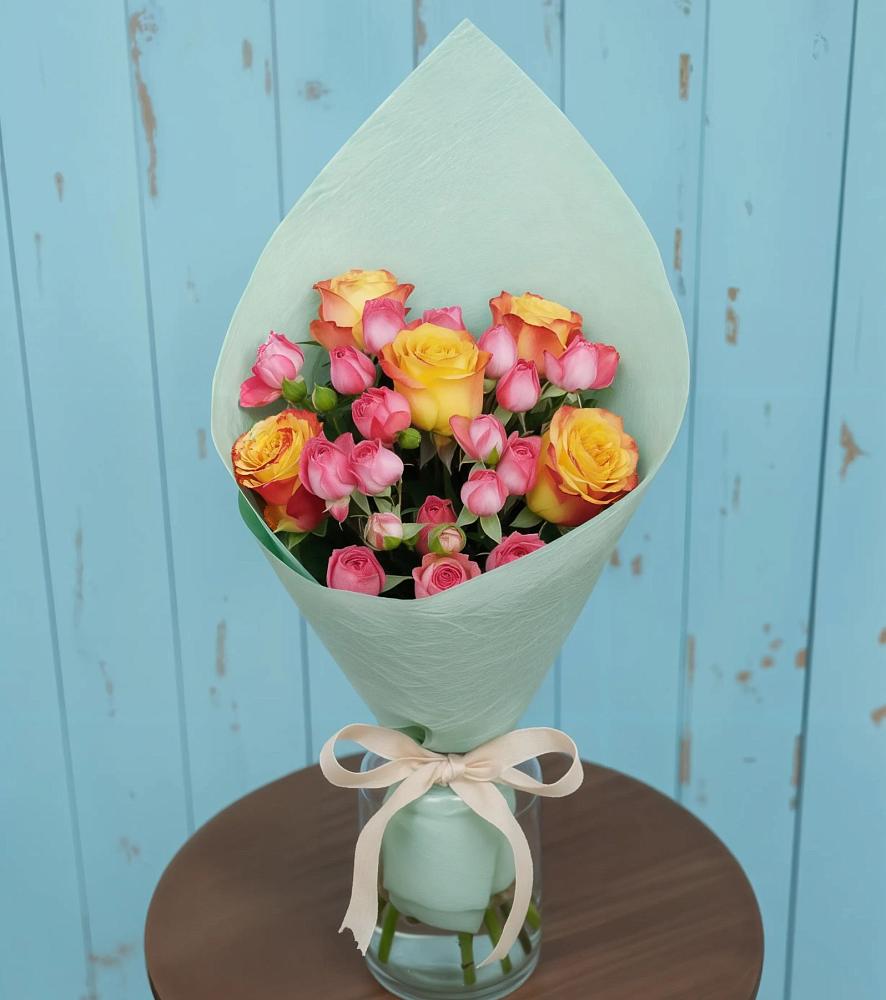 Букет Отличное настроение в Янтарном Букет цветов из: Розы в Янтарном