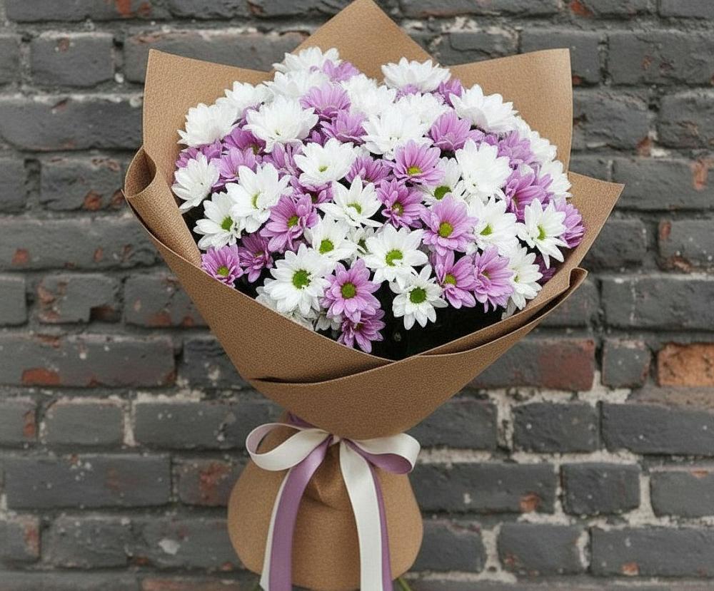 Букет грани совершенства в Янтарном Букет цветов из: Хризантемы в Янтарном