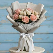Букет Нежное облако в Янтарном Букет цветов из:  Розы в Янтарном