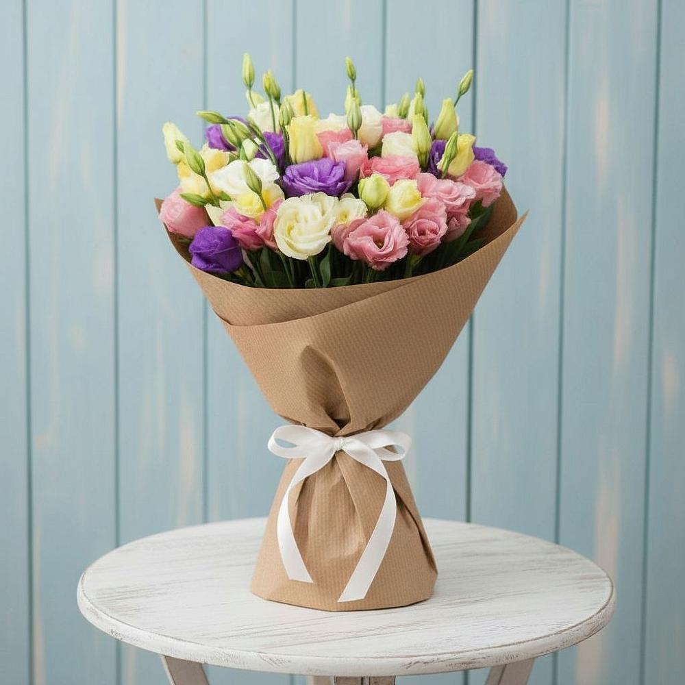 Букет Цветная эустома в Янтарном Букет цветов из: Лизиантусы в Янтарном