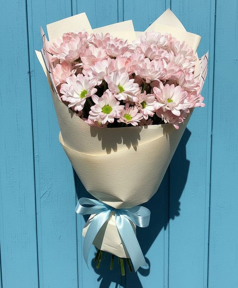Букет Розовые хризантемы в Янтарном Букет цветов из: Хризантемы в Янтарном