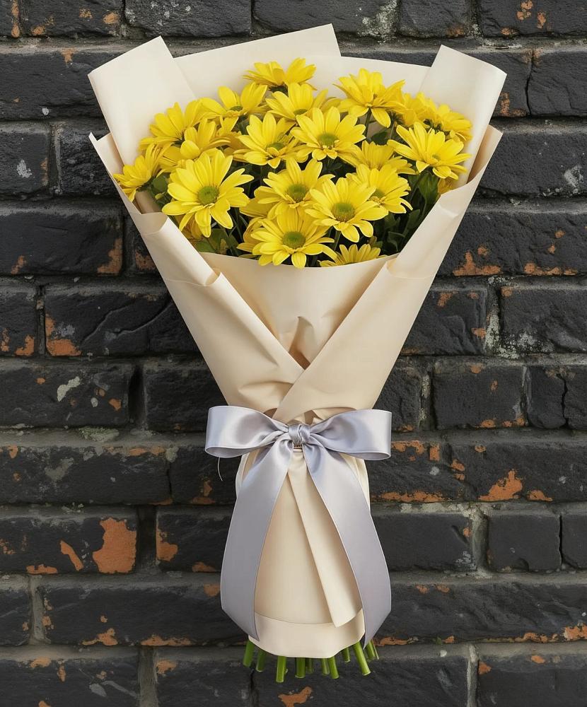 Букет Желтое настроение в Янтарном Букет цветов из: Хризантемы в Янтарном