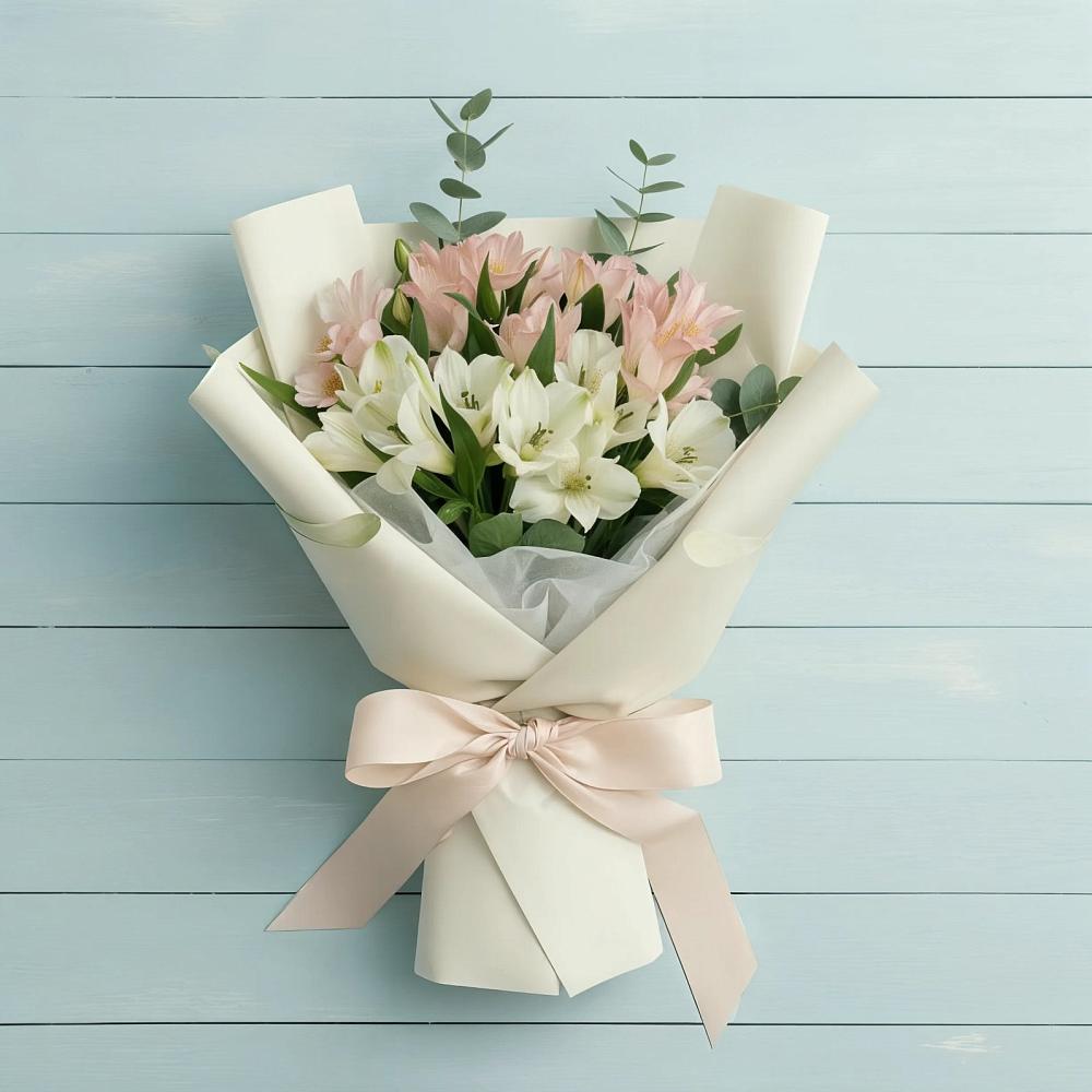 Букет Утренний поцелуй в Янтарном Букет цветов из: Альстромерии в Янтарном